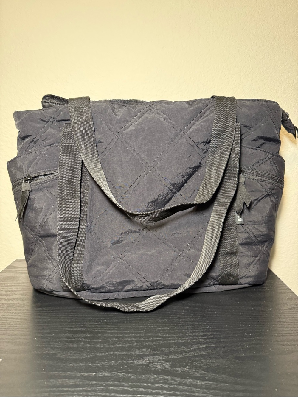 Quilted Black Tote Bag with Dual Straps